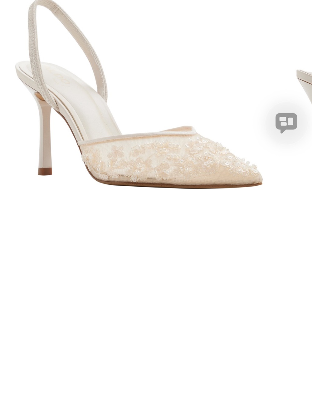 Aldo Champagne Lace Slingback Pointed Stiletto - Picture 2 of 5